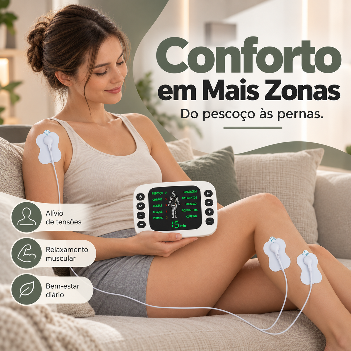 Dispositivo Elétrico Portátil de Massagem para Alívio da Fadiga